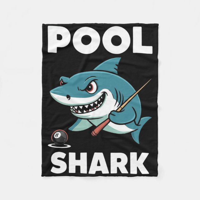 Bassäng Shark Snooker Player Funny Billiards Fleecefilt (Framsidan)