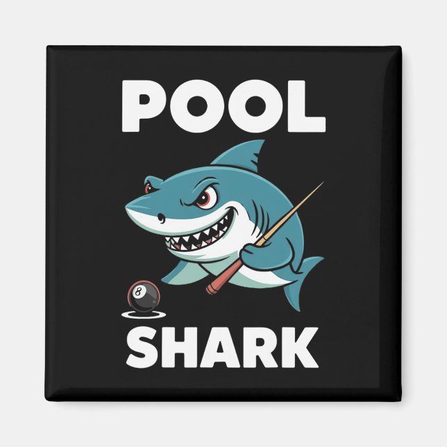 Bassäng Shark Snooker Player Funny Billiards Magnet (Framsidan)