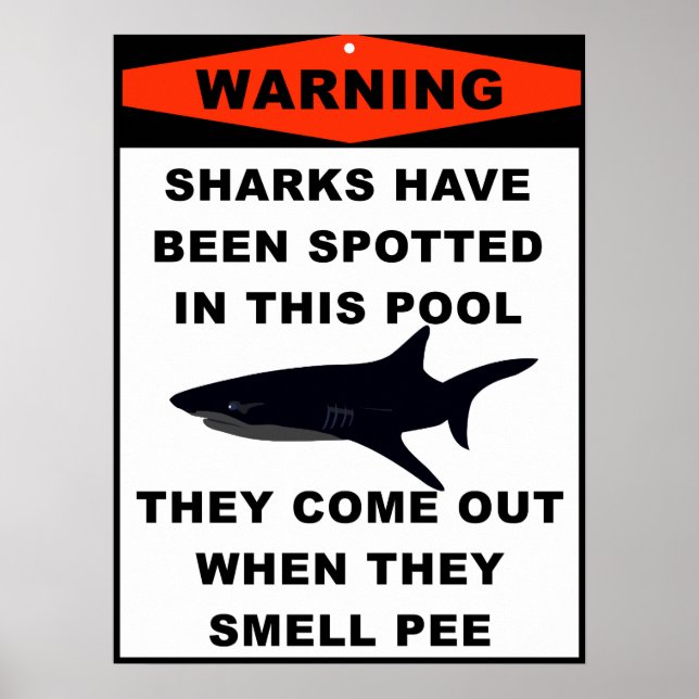 Bassäng Shark Warning Poster (Framsidan)