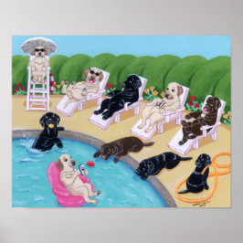 Bassäng Side Party Labradors Artwork Poster