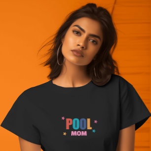 Bassäng simmande sommartypografi svart mamma T-Shi T Shirt