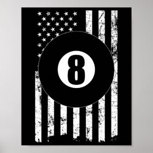 Bassäng Snooker Billiards Player 8 Boll USA Amerik Poster