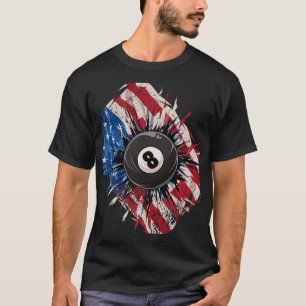 Bassäng Snooker Billiards Player 8 Boll USA Amerik T Shirt