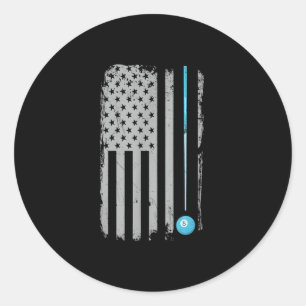 Bassäng Stick Billiards 8 Boll USA:s Flagga Runt Klistermärke