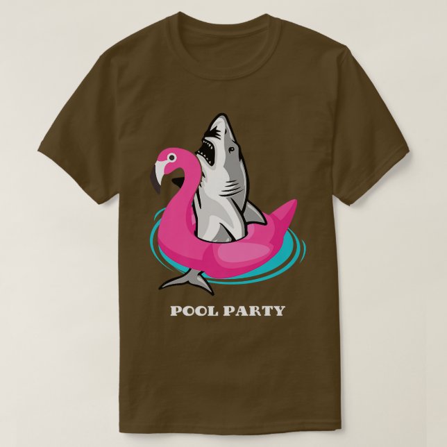 Bassäng Swimming Party Unicorn Flyter Funny Shark  T Shirt (Design framsida)