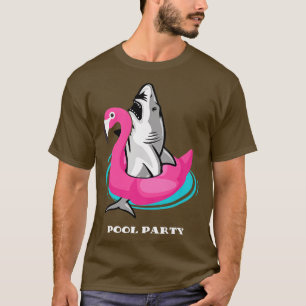 Bassäng Swimming Party Unicorn Flyter Funny Shark T Shirt