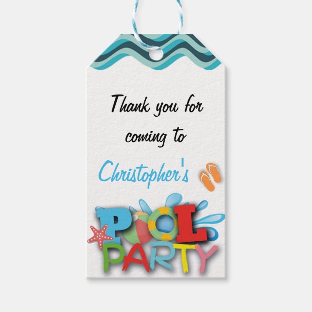 Bassäng Tack Gift Märkre Presentetikett (Framsidan)