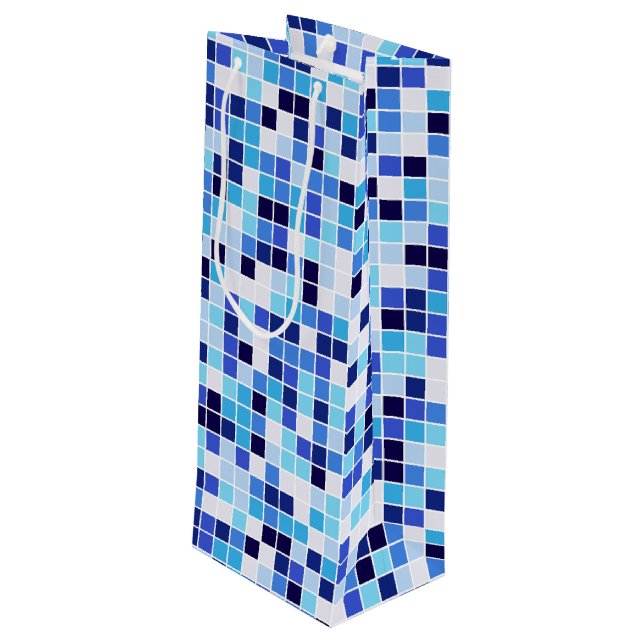 Bassäng Tiles, Blue Mosaic Tiles, Geometric Mönste (Baksidan Vinklad)