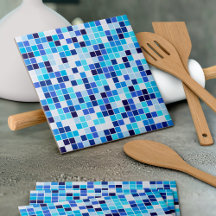 Bassäng Tiles, Blue Mosaic Tiles, Geometric Mönste