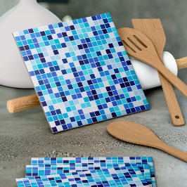 Bassäng Tiles, Blue Mosaic Tiles, Geometric Mönste Kakelplatta