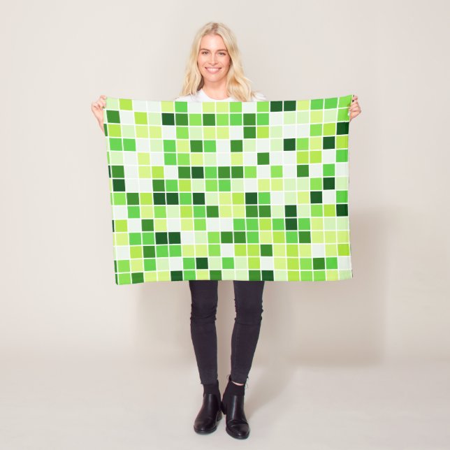 Bassäng Tiles, Grönt Mosaic Tiles, Geometric Mönst Fleecefilt (På plats)