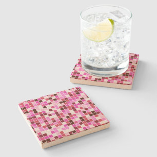 Bassäng Tiles, Rosa Mosaic Tiles, Geometric Mönste Stenunderlägg