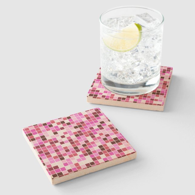 Bassäng Tiles, Rosa Mosaic Tiles, Geometric Mönste Stenunderlägg (Sidan)