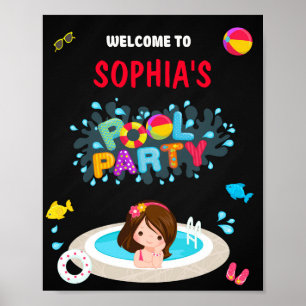 Bassäng välkomstskylt party-skylt Flickans vattend Poster