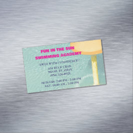 Bassäng Vatten lektioner för simning Magnetiska Visitkort