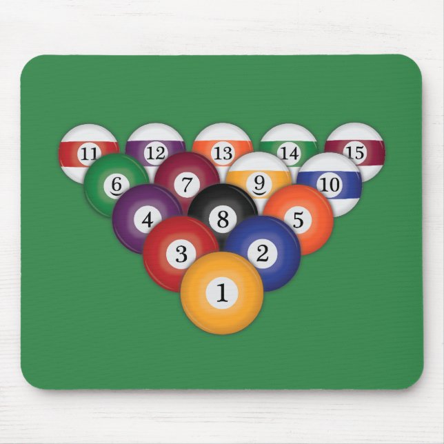 Bassängbollar/biljard: Mousepad Musmatta (Framsidan)