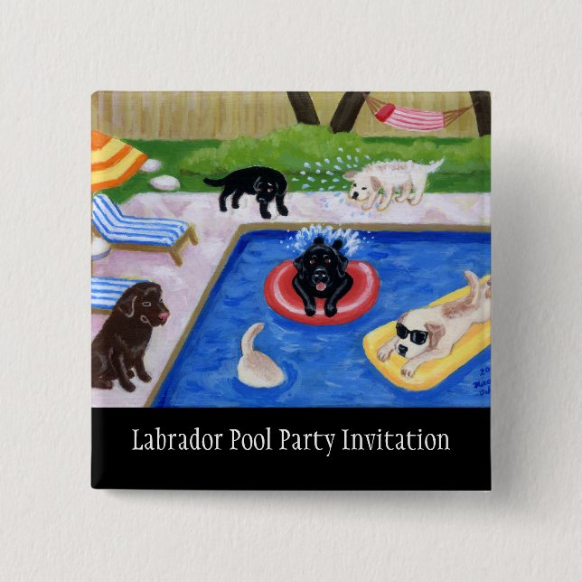 Bassängparty Labradors Knapp (Framsida)