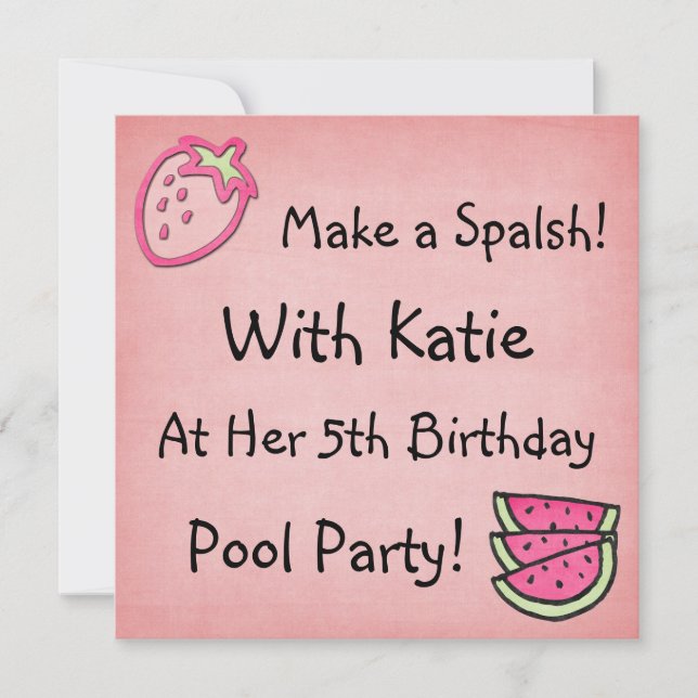 Bassängpartyfödelsedag Invitaiton Inbjudningar (Framsida)