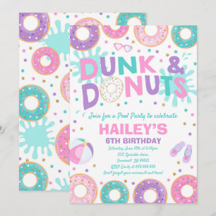 Bassängpartyinbjudan Dunk och Donutsbassängpartyet Inbjudningar