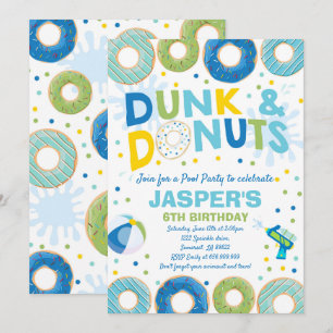 Bassängpartyinbjudan Dunk och Donutsbassängpartyet Inbjudningar