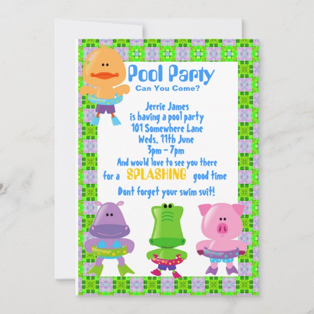 BASSÄNGPARTYINBJUDAN INBJUDNINGAR (Framsida)