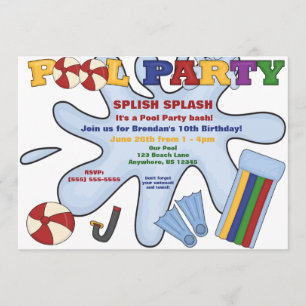 Bassängpartyinbjudan Inbjudningar