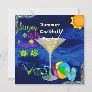 BassängpartyINBJUDAN med coctailar, Sunglass Inbjudningar