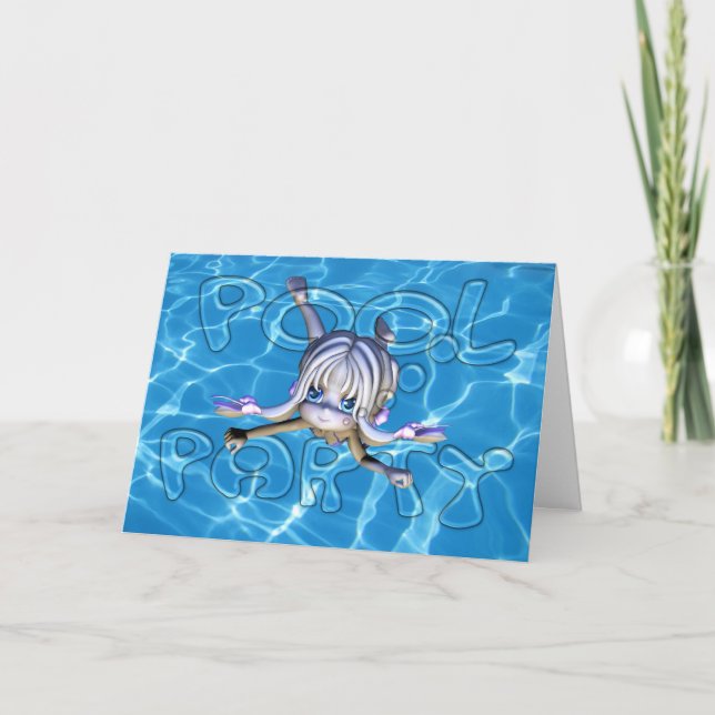 Bassängpartyinbjudan med den Moonies Cutie pajen Inbjudan (Framsida)