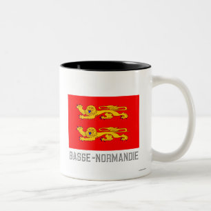 Basse-Normandie flagga med namn Två-Tonad Mugg