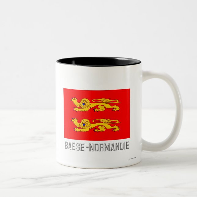 Basse-Normandie flagga med namn Två-Tonad Mugg (Höger)