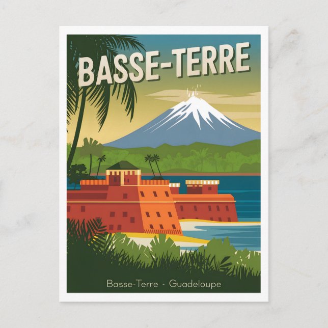 Basse-Terre Guadeloupe-vintagen Vykort (Framsida)