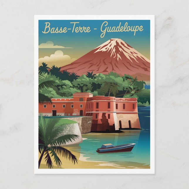 Basse-Terre Guadeloupe-Vintagen Vykort (Framsida)
