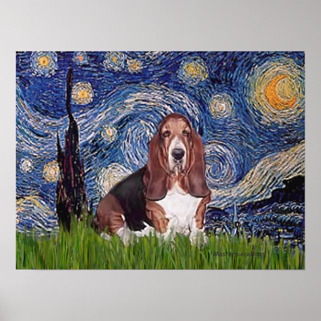 Basset 1 - Starry Night Poster (Framsidan)