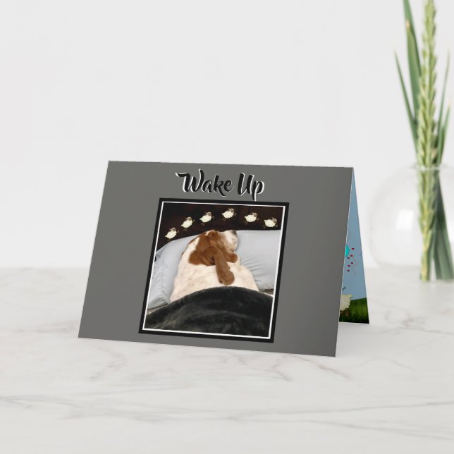 Basset "Counting Sheep" (räkna får) på det populär Kort (Framsida)