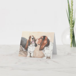 Basset Friends Hund Art Watercolor Note-kort Anteckningskort