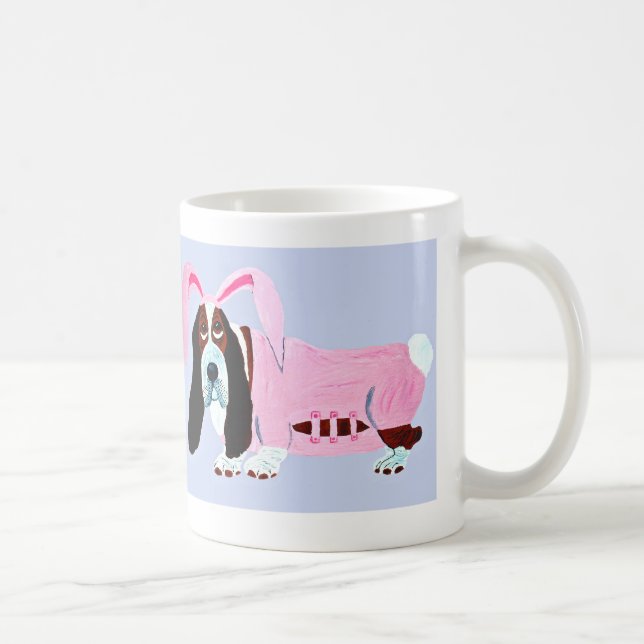 Basset har hamnat i Rosa Bunny Kostym Kaffemugg (Höger)