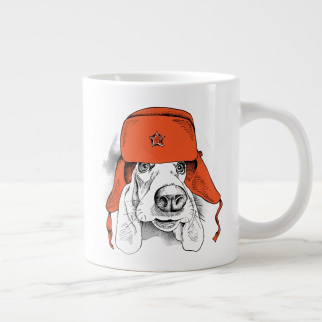 Basset har hittats| Red Ushanka Hat Jumbo Mugg (Höger)