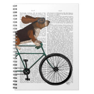 Basset har hound på cykel anteckningsbok