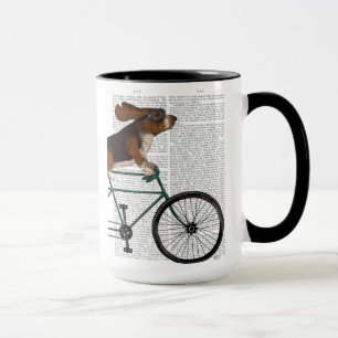 Basset har hound på cykel mugg
