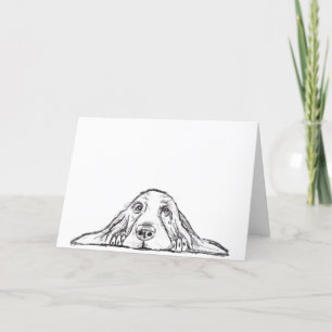 basset hare svartvit enkel valp-hund-ögon tack kort