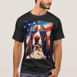 Basset Hound 4:e juli american flagga T Shirt