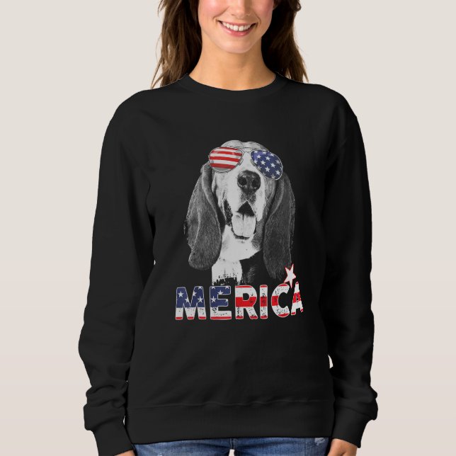 Basset Hound 4:e juli Amerikanska solfångare US Fl T Shirt (Framsida)