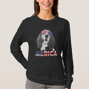 Basset Hound 4:e juli Amerikanska solfångare US Fl T Shirt