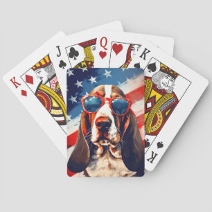 Basset Hound 4:e juli Independence day Casinokort