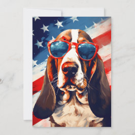 Basset Hound 4:e juli Independence day Julkort