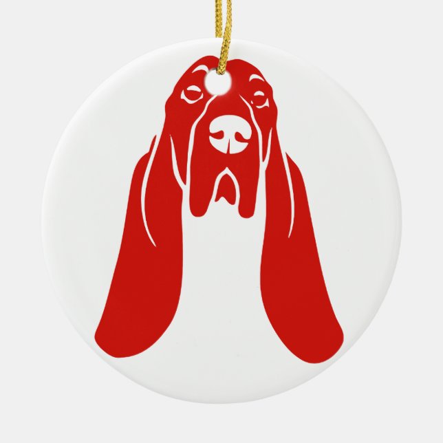 BASSET HOUND [8] JULGRANSPRYDNAD KERAMIK (Framsidan)