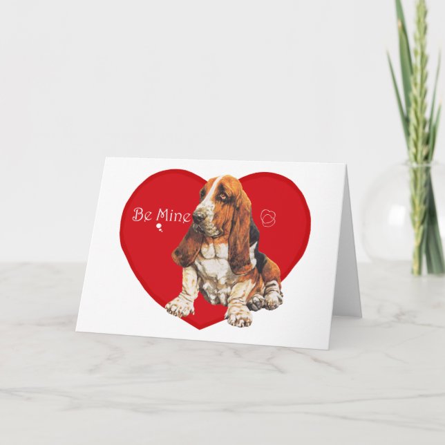 Basset Hound Alla hjärtans dag Helgkort (Framsida)