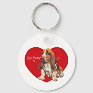 Basset Hound Alla hjärtans dag Nyckelring