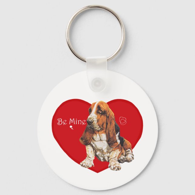 Basset Hound Alla hjärtans dag Nyckelring (Framsida)