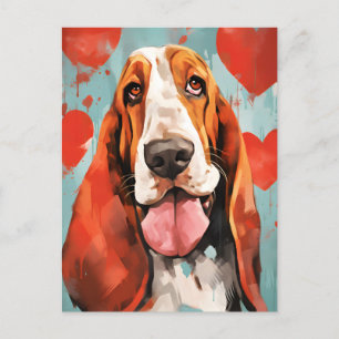 Basset Hound Alla hjärtans dag Vykort